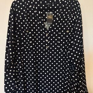Torrid Harper Black and White Polka Dot Blouse